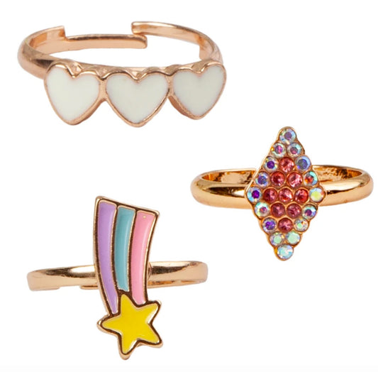 Boutique Heart Star Rings - 3 Pcs