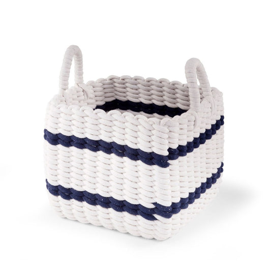 Childhome - Braided Basket - White/Navy - 32x20x29 cm