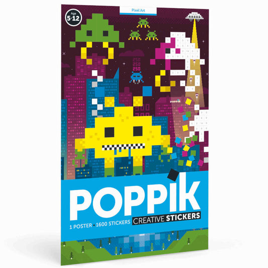 Educational posters with repositionable stickers - Pixel art - Poppik.
