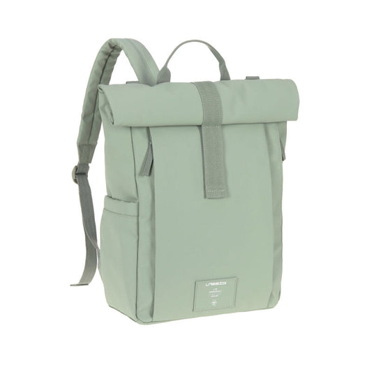 Rolltop Up changing backpack silver green