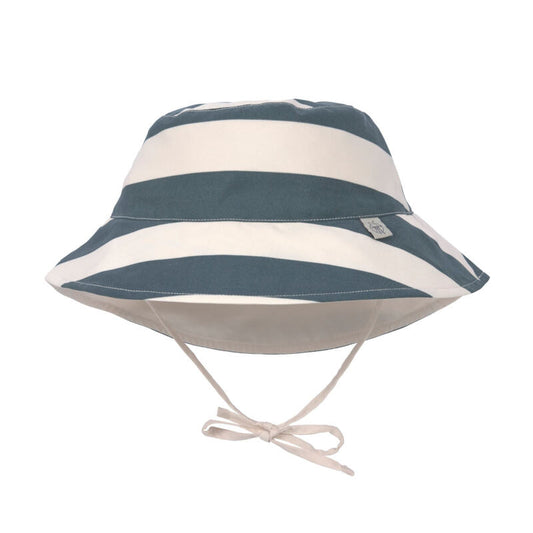Sun Protection Bucket Hat Block Stripes, milky/blue
