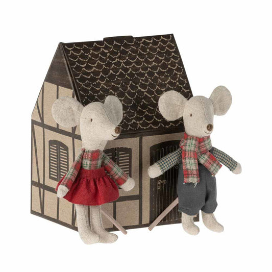 Winter twin mouse dolls little brother and little sister - Maileg