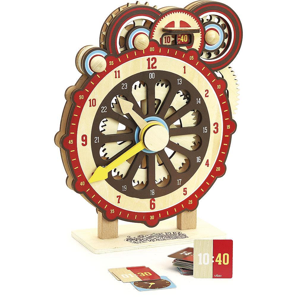 Machinalirleur Horloge d'apprentissage en bois  - à partir de 6 ans