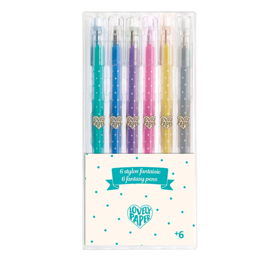 Set de 6 stylos gel pailleté