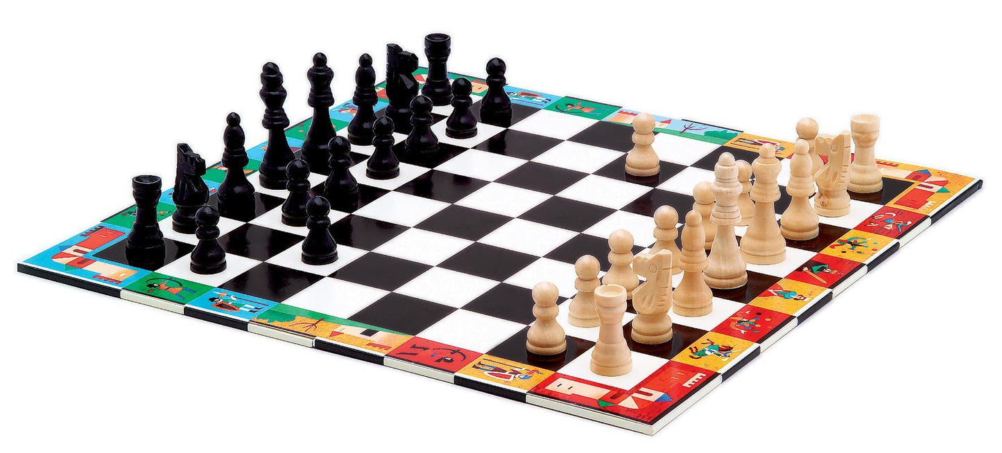 Mallette de jeux d'échecs et de dames - à partir de 6 ans