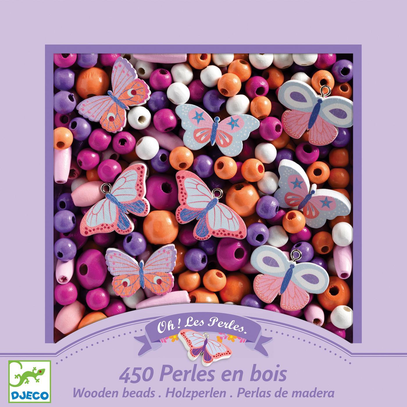 Perles en bois - Papillons