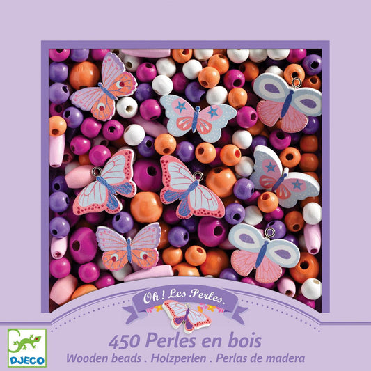 Perles en bois - Papillons