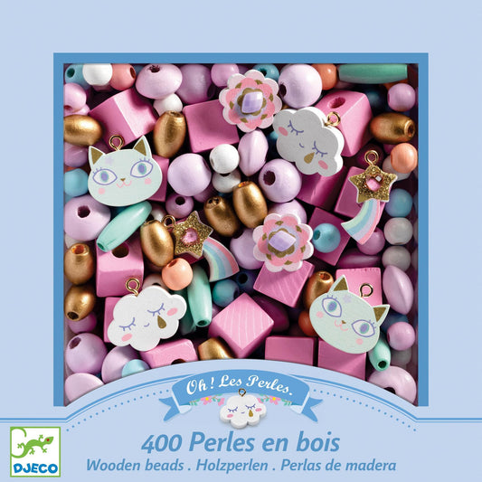 Perles en bois - Arc-en-ciel