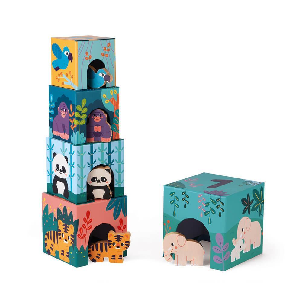 Cubes gigognes avec figurines animaux