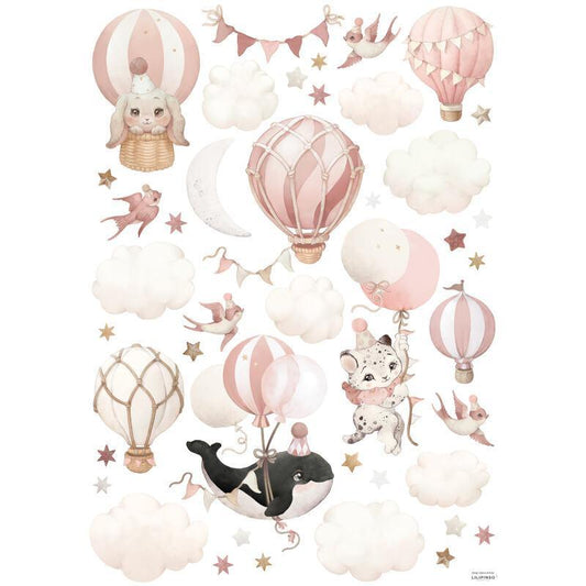 Planche de stickers décor L - Animals Fantasy (Pink) - Lilipinso