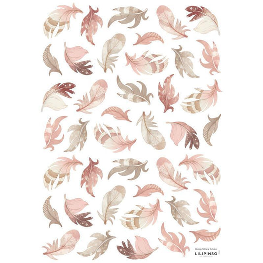 Planche de stickers A3 (29,7 X 42 cm) - Feathers (Pink) - Lilipinso