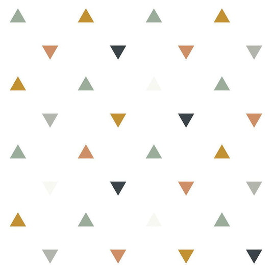 Papier peint - Motif triangles bleu, gris, beige