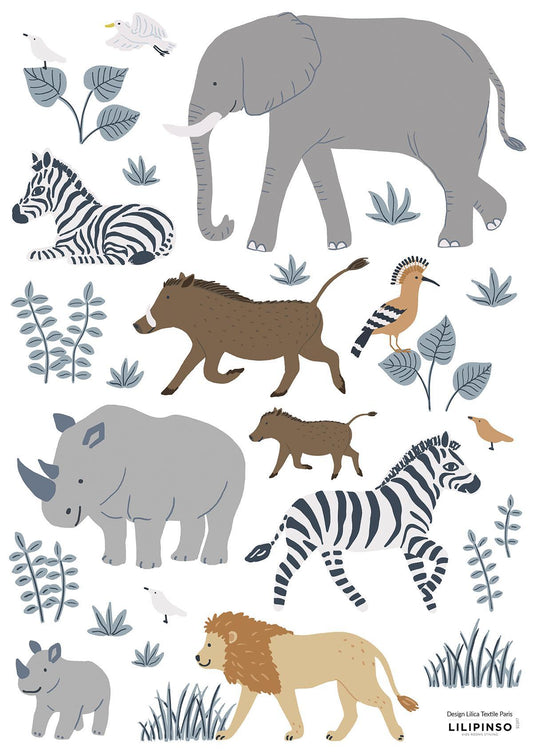 Planche de stickers A3 - Animaux de la jungle