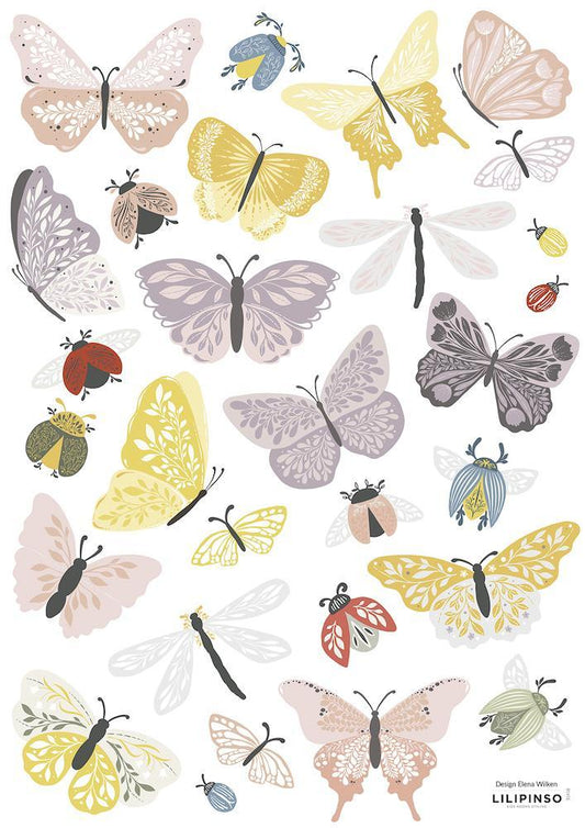 Planche de stickers A3 - Papillons et Insectes