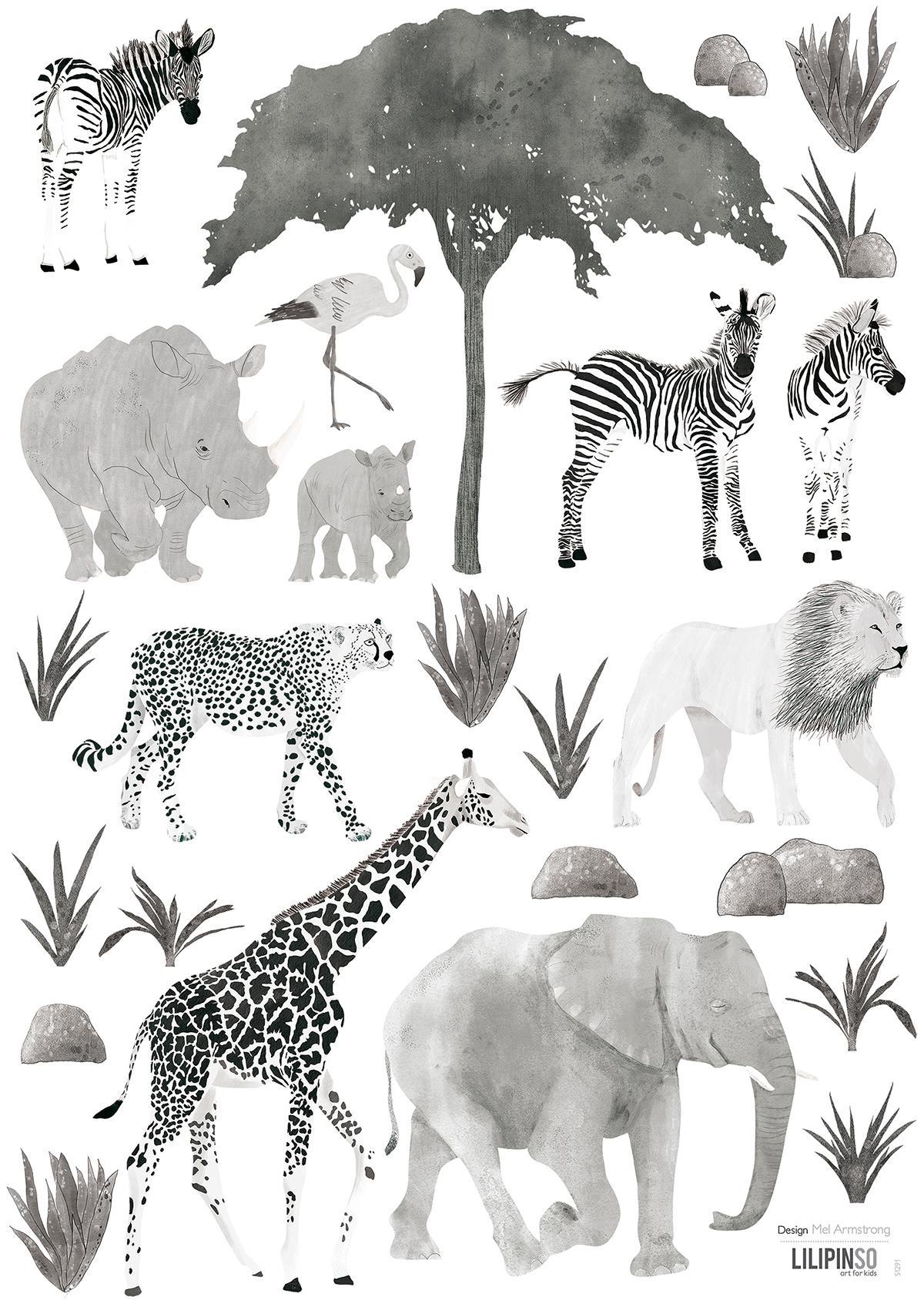 Planche de stickers A3 - Animaux sauvages