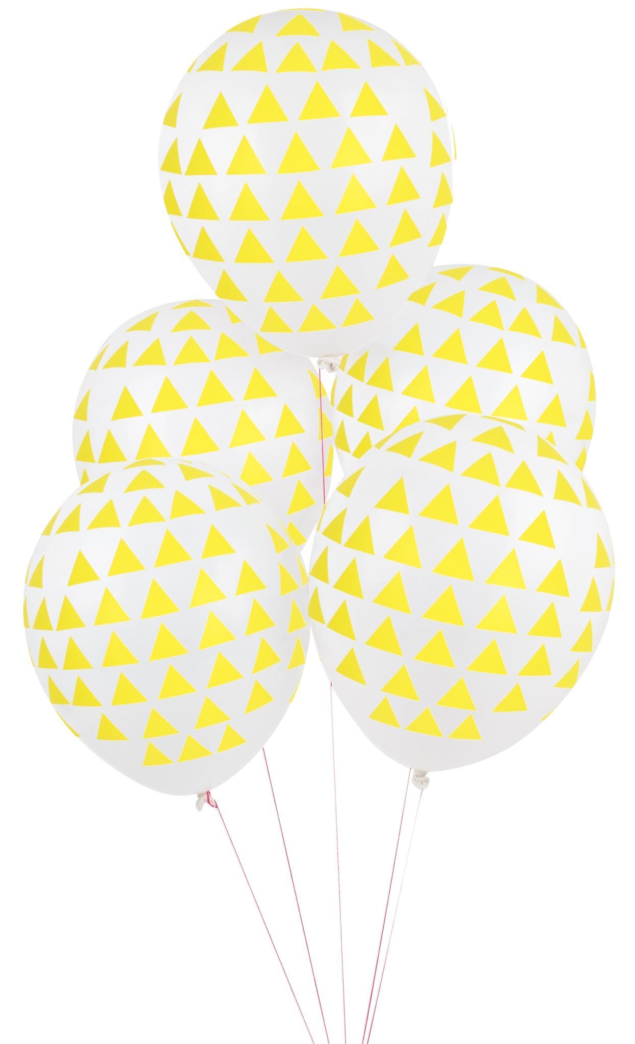 Set de 5 ballons imprimés - triangle jaune