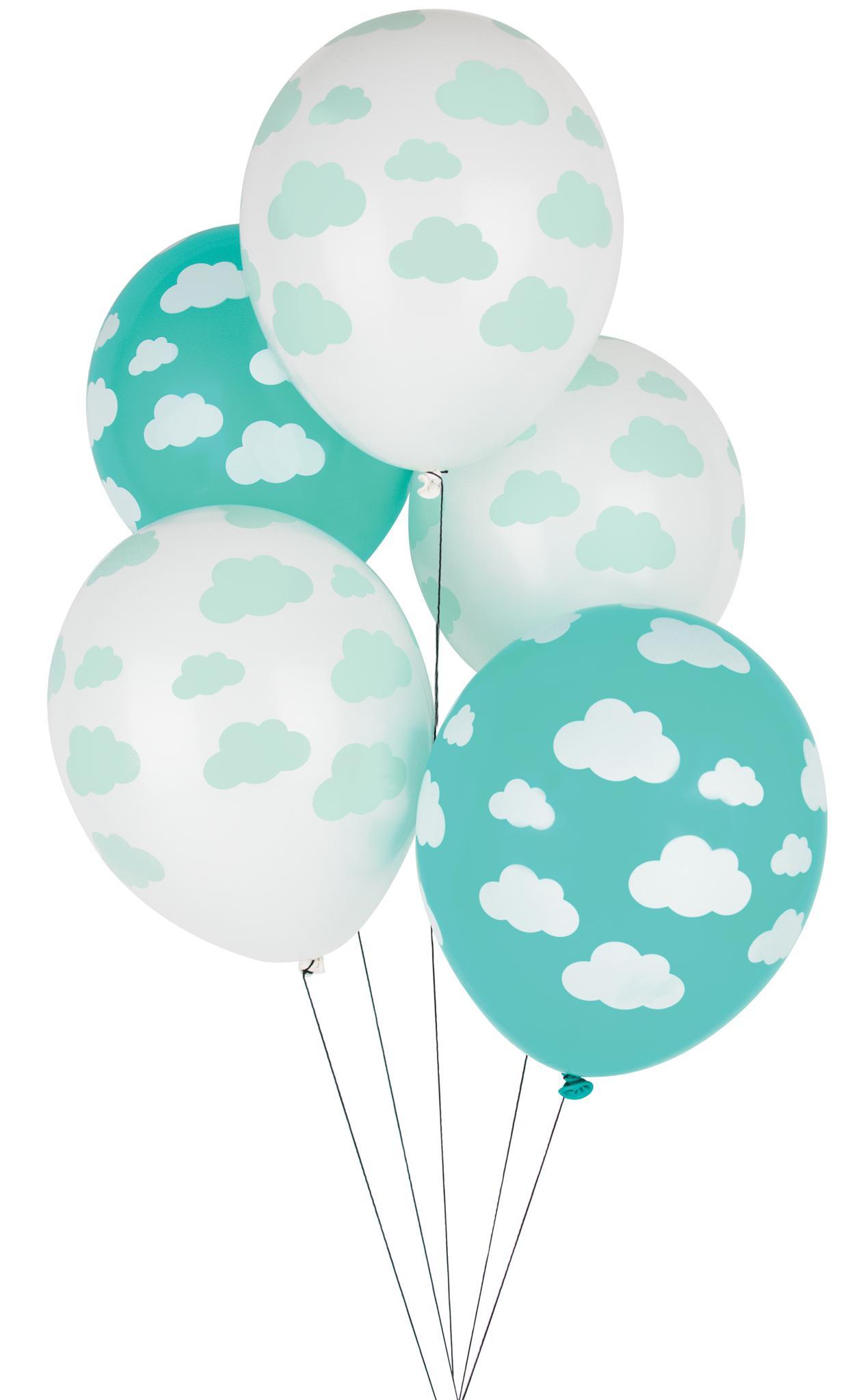 Set de 5 ballons imprimés - nuages