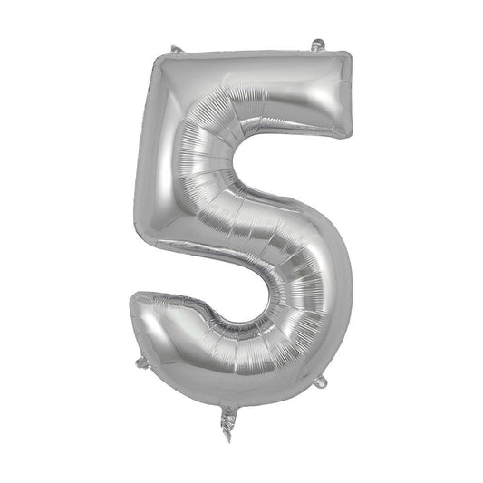 Ballon mylar géant chiffre 5 - argent