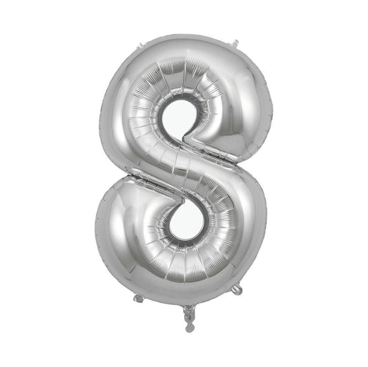 Ballon mylar géant chiffre 8 - argent