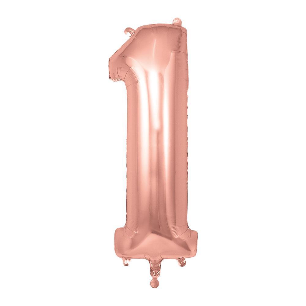 Ballon mylar géant chiffre 1 - or rose