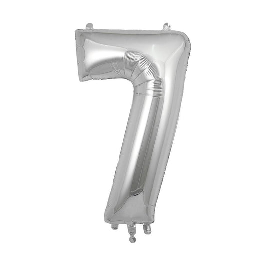 Ballon mylar géant chiffre 7 - argent