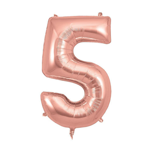 Ballon mylar géant chiffre 5 - or rose