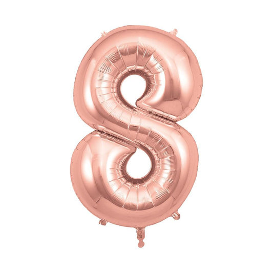 Ballon mylar géant chiffre 8 - or rose