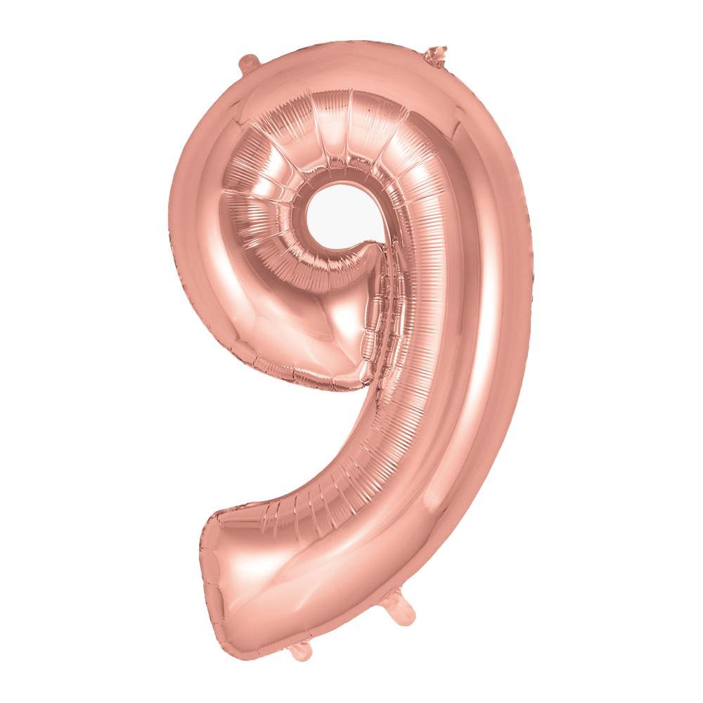 Ballon mylar géant chiffre 9 - or rose