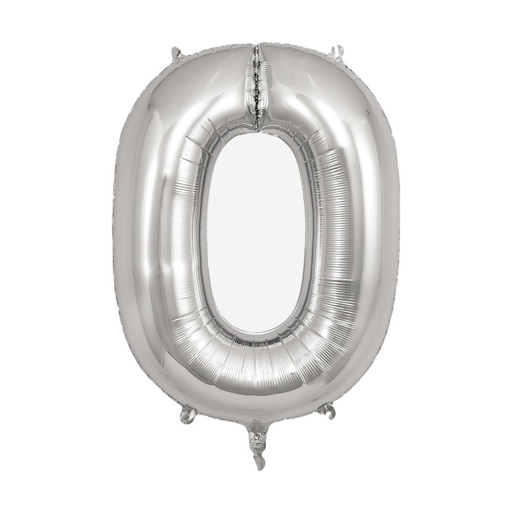 Ballon mylar géant chiffre 0 - argent