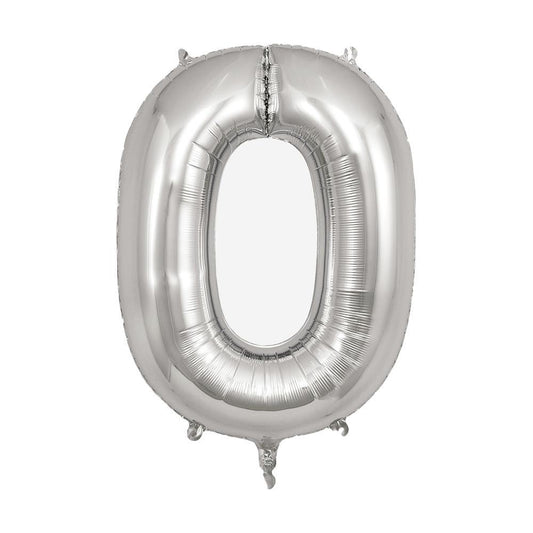 Ballon mylar géant chiffre 0 - argent