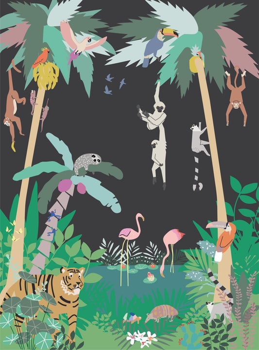 Fresque de papier peint Jungle - noir