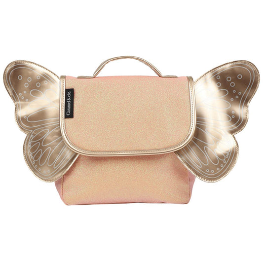 Small Winged Backpack - Coral Glitter by Caramel & Cie