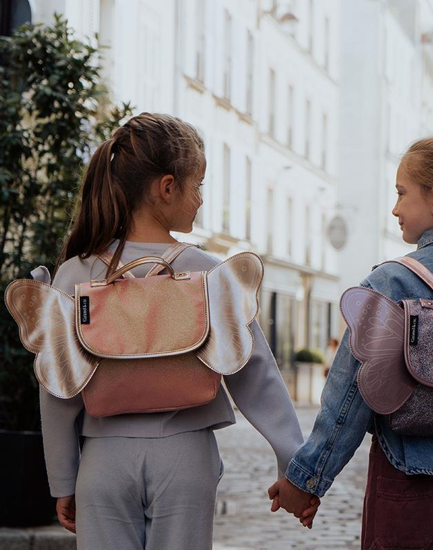 Small Winged Backpack - Coral Glitter by Caramel & Cie