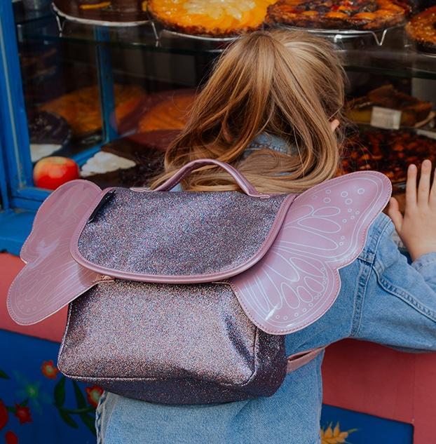 Wings School Bag S - Purple Glitter by Caramel & Cie