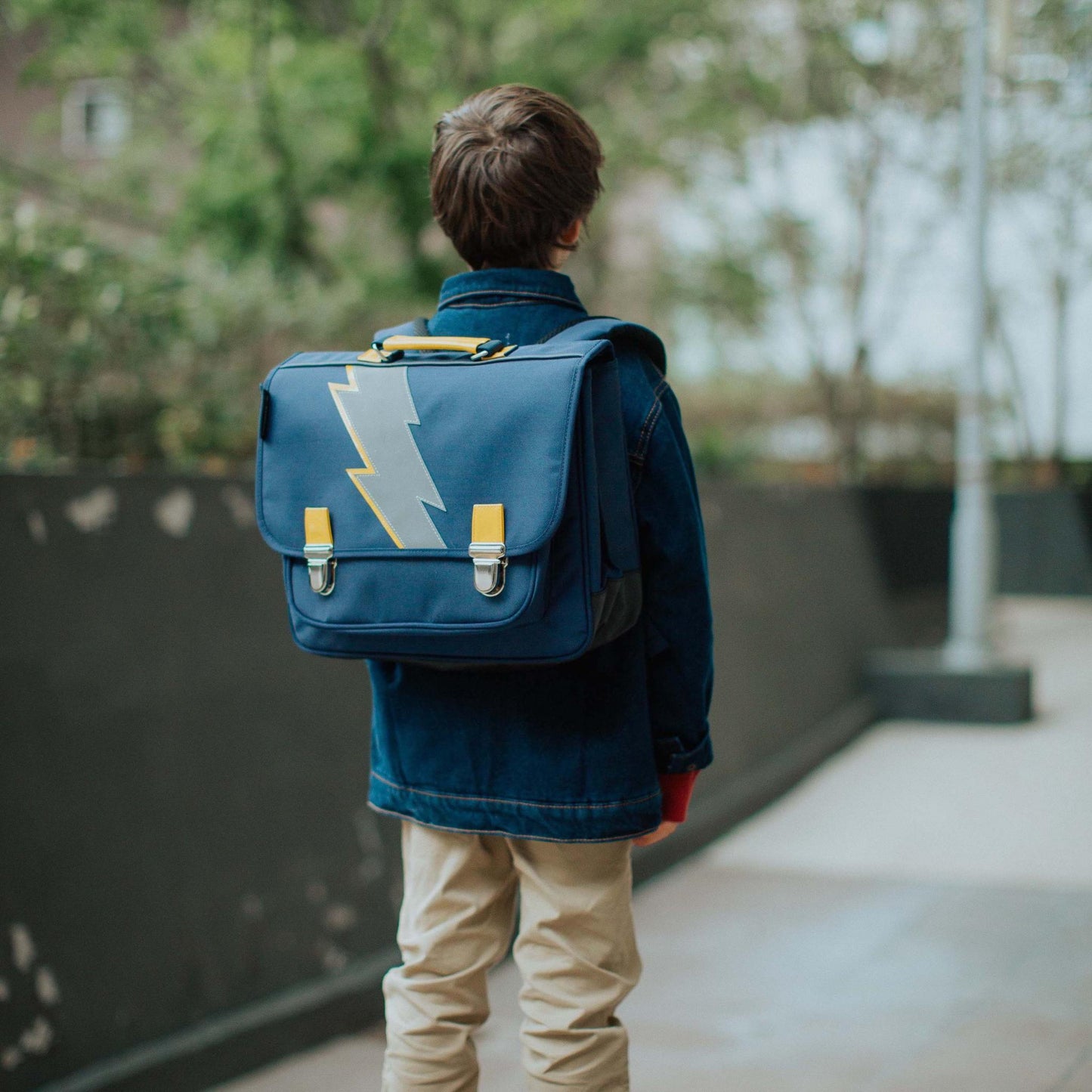 Large Navy Lightning Bolt Backpack by Caramel & Cie