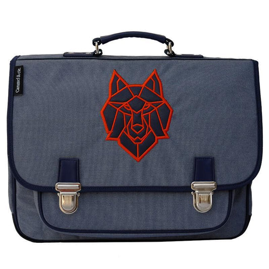 Blue Wolf School Bag - Large by Caramel & Cie