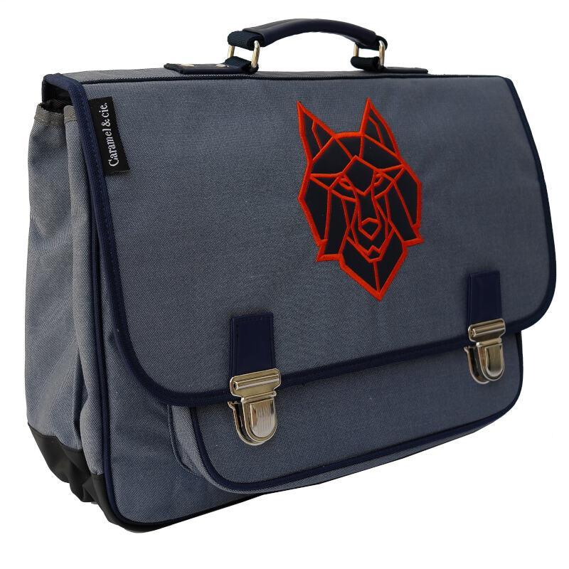 Blue Wolf School Bag - Large by Caramel & Cie