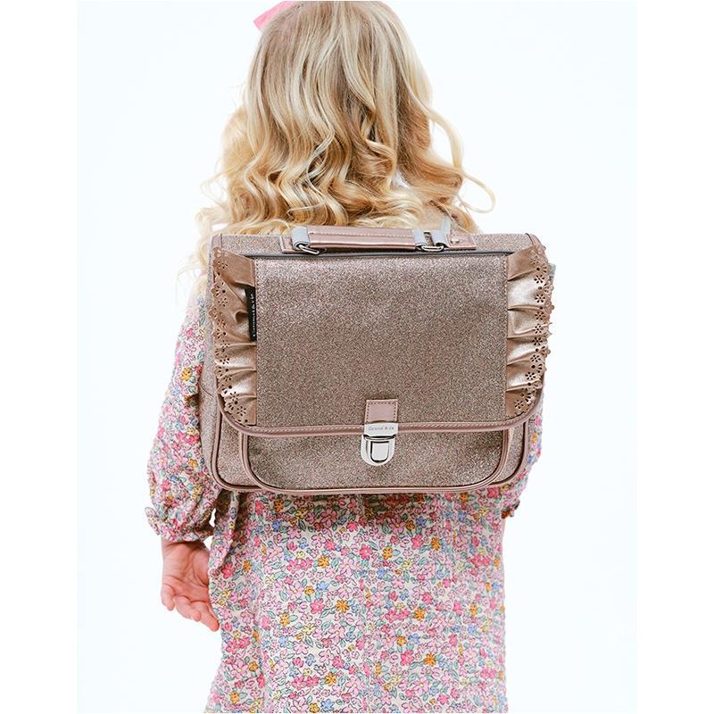 Copper Glitter Ruffle Small Backpack by Caramel & Cie