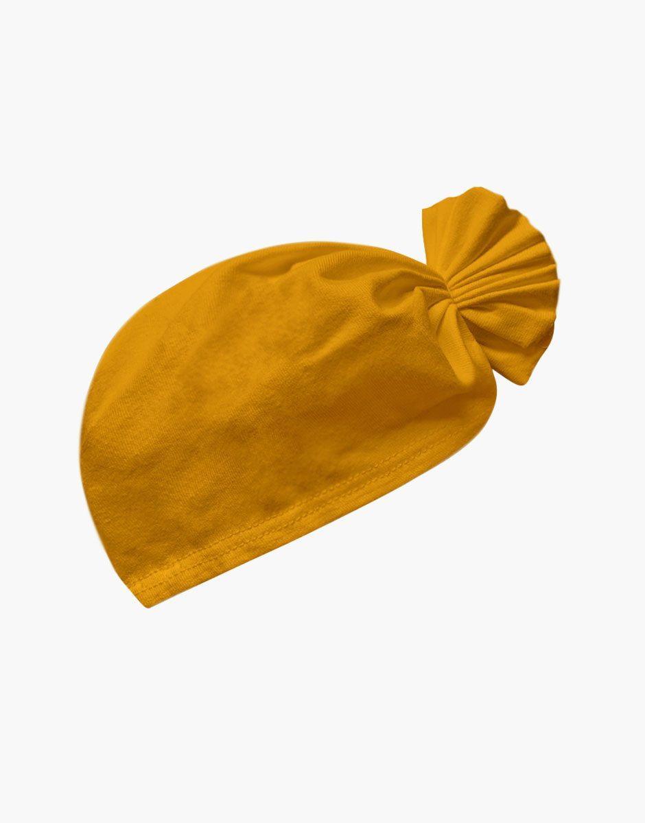 Turban fleur en jersey - Moutarde