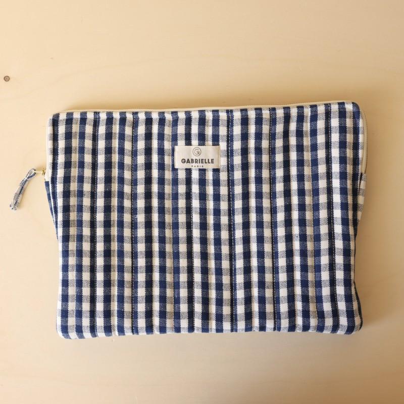 Pochette ordinateur Vichy - Indigo