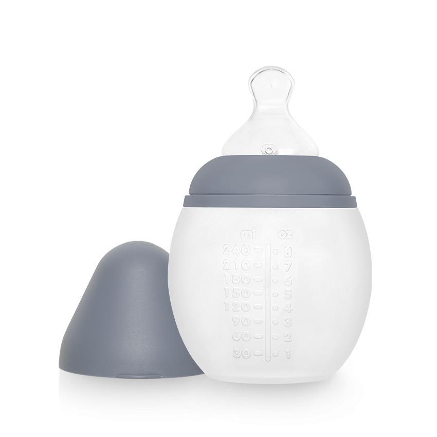 Biberon anti-colique en silicone BibRond 240 ml blue grey - Elhée