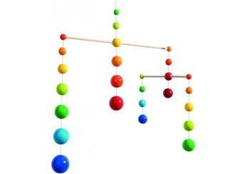 mobile boules arc-en-ciel en bois
