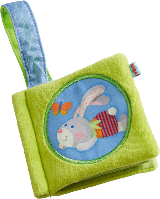 Mini-livre en tissu pour poussette lapin