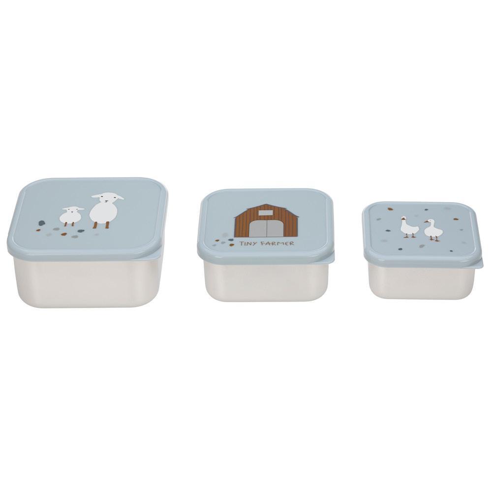 Lot de 3 boîtes à collations - Tiny farmer blue