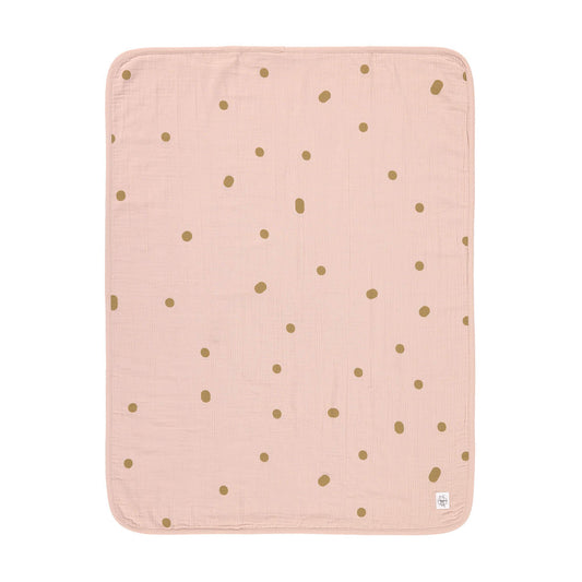 Couverture en mousseline de coton bio - Dots powder pink