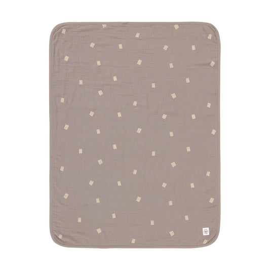 Couverture en mousseline de coton bio - Spots taupe