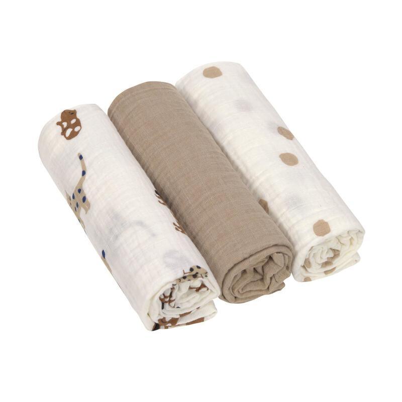 Set of 3 swaddling nappies L - Little mateys royal blue - 85x85 cm