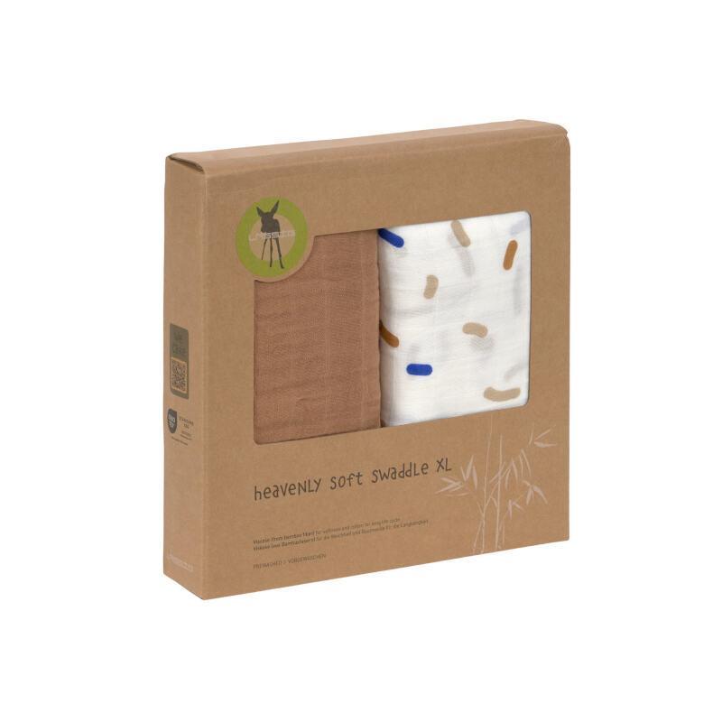 Set of 2 XL swaddling nappies - Little mateys royal blue - 120x120 cm