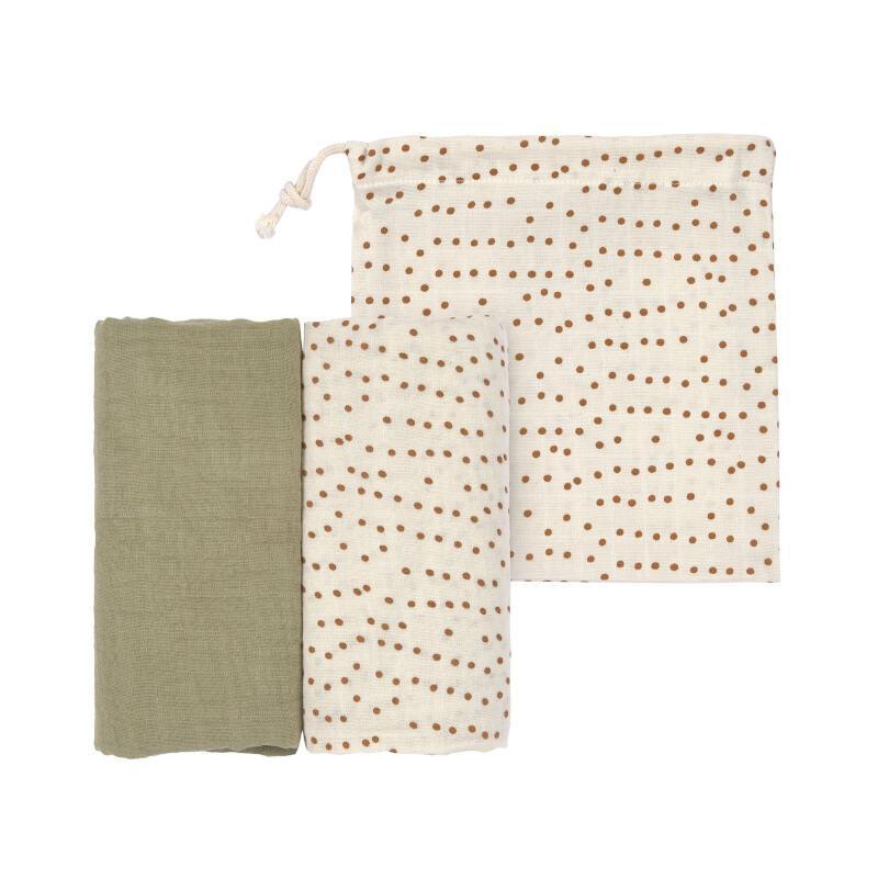 Set of 2 muslin nappies L - 80x80 cm - Caramel