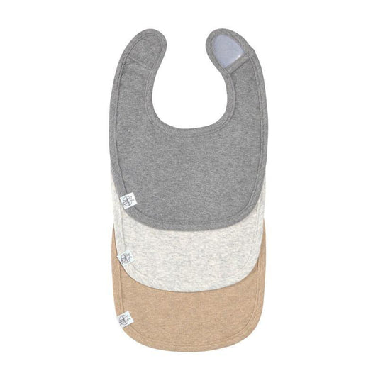 Set of 3 GOTS baby bibs, dark grey/light grey/nature mix